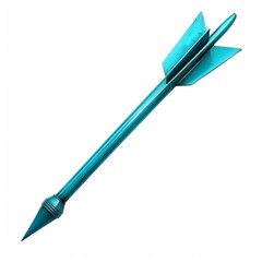 Poster - Metallic light blue arrow pointing upwards, isolated on a white background, representing concepts such as direction, achievement, and progress