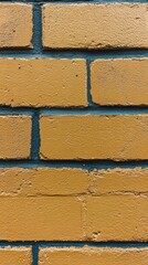 Poster - Detailed Close-Up of a Textured Yellow Brick Wall with a Distinctive Painted Finish Highlighting Urban Chaos and Artistic Expression