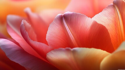 Canvas Print - Vibrant Tulip Close-Up Shades of Pink, Red, and Yellow in Soft Spring Sunlight