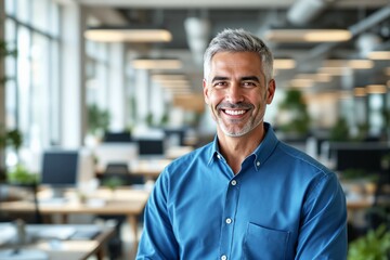 Aufkleber - Smiling man in office environment with modern open-space concept.