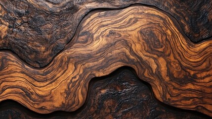 Wall Mural - Unique patterns in polished wood grain showcasing natural beauty and craftsmanship