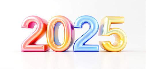 Poster - Colorful 2025 Numbers Display on Light Background.