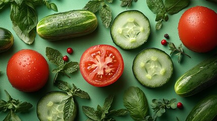 Sticker - Fresh vegetables arranged neatly on a dark surface showcasing vibrant colors and variety