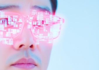 Fototapete - Korean Finance Visionary Immersed in Futuristic Data Visualization