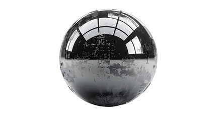 Poster - Futuristic metallic chrome texture planet or sphere isolated on a transparent background