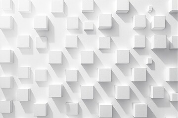 Poster - Abstract white geometric cubes background with repeating pattern on bright surface. Concept of minimalism and modern design.