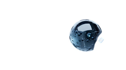 Aufkleber - futuristic sci-fi dark matter molecules background, blue glowing, black and glass moving spheres bub
