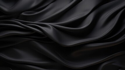 Poster - Elegant Black Silk Cloth Textile With Smooth Flowing Drapery and Soft Texture Ideal for Fashion and Background Applications