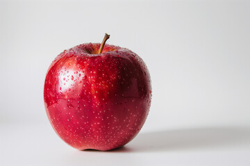 Wall Mural - A shiny red apple with a smooth surface, placed on a white background.