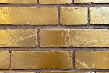 Poster - Golden Brick Wall Texture with Smooth Finish - Ideal for Backgrounds and Design Inspiration