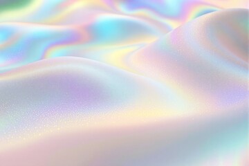 Poster - Abstract pastel waves with iridescent hues and glitter particles on a soft gradient background.