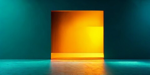 Poster - A yellow square with a green background