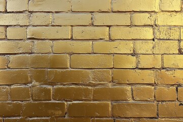 Poster - golden brick wall texture in chaos, captured with high-resolution gigapixel clarity for creative pro
