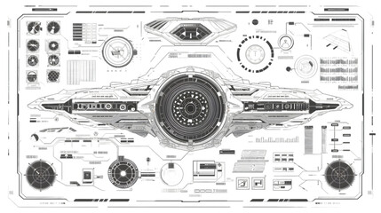 Aufkleber - hud sci-fi interface screen view black line geometric on white design virtual reality futuristic tec