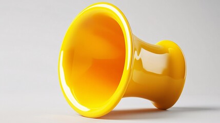 Sticker - Bright yellow horn-shaped object resting on a smooth surface in soft lighting