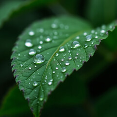 Wall Mural - leave with water drops 