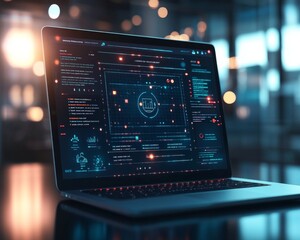 Aufkleber - Modern Digital Verification Interface on Laptop Screen with Sleek Minimalistic Design and Bright Highlights