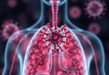 Poster - Human metapneumovirus microscopic view of HMPV virus infecting respiratory system