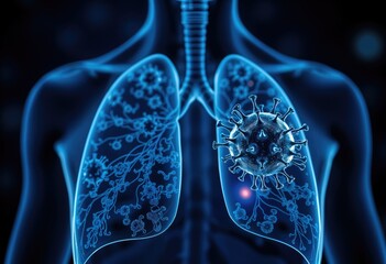 Poster - Human respiratory system affected by HMPV virus Medical research