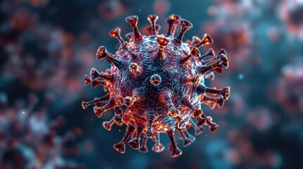 Poster - Microscopic view of HMPV virus particle complex structure and surface proteins