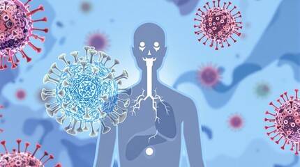 Poster - Human Metapneumovirus HMPV and respiratory system illustration