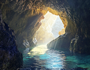 Wall Mural - Sea Cave Sunlight