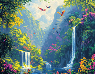 Wall Mural - Waterfall Paradise