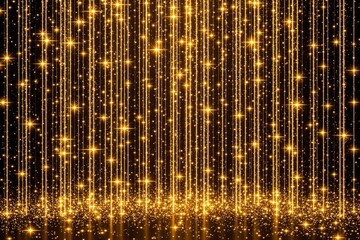 Aufkleber - Golden light streaks and sparkles on a black background.