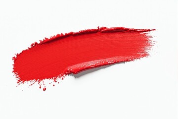 Poster - Red paintbrush stroke on plain white background.