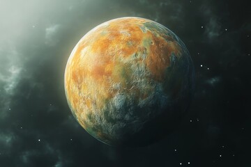 Wall Mural - vibrant turquoise planet surrounded by a starry cosmic backdrop in deep space