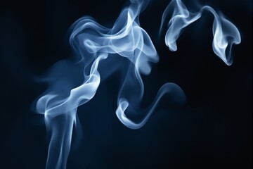Poster - Abstract white smoke swirls on a dark blue background.