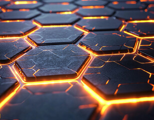 Canvas Print - Hexagon Tech Glow