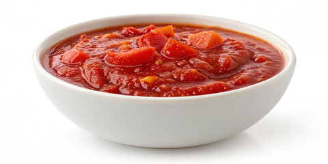 A Rich Bowl of Tomato Sauce Isolated on a Clean White Background