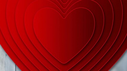 Poster - Animating red layered hearts over wooden background