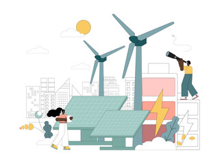 people with dark skin working with alternative renewable energy sources. solar energy, natural resou