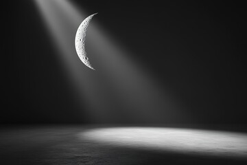 Wall Mural - 3d rendering of After the New Moon and before First Quarter Moon. crescent moon
