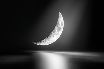 Wall Mural - 3d rendering of After the New Moon and before First Quarter Moon. crescent moon
