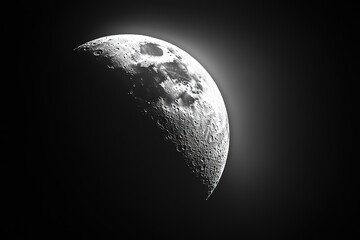 Wall Mural - 3d rendering of After the New Moon and before First Quarter Moon. crescent moon
