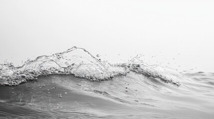 Canvas Print - Monochrome wave splash with droplets.