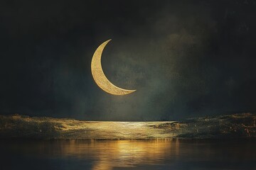 Wall Mural - The moon in the night sky in clouds 3D illustration
