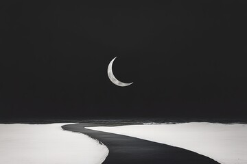 Wall Mural - The moon in the night sky in clouds 3D illustration
