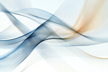 Poster - Abstract representation of flowing wind lines in soft hues of blue and orange on a light background. Generative AI
