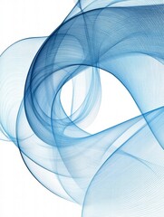 Aufkleber - Abstract wind lines create flowing movement with soft blue hues and delicate curves in a minimalistic design. Generative AI