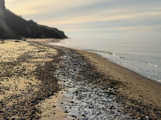 Wall Mural - landscape empty deserted sand beach and sea waves