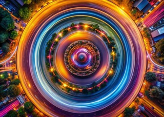 Poster - Abstract 4K Motion Glitch: Vibrant Circle Wiggle Drone Shot