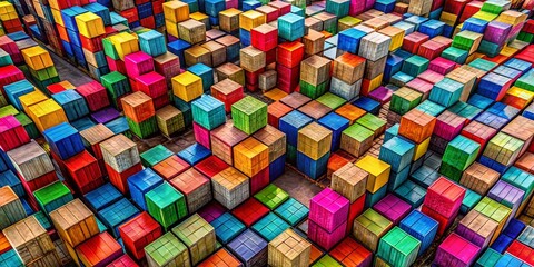 Poster - Abstract Aerial Cubes: Geometric Lines & Dots, Drone Photography