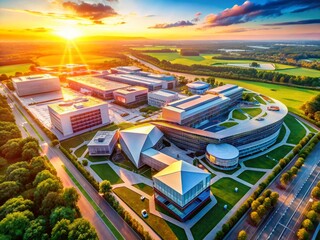 Poster - Abstract Aerial View of Research and Development Facility - Drone Photography