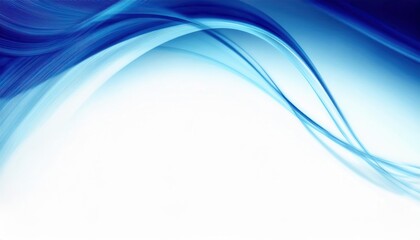 Fototapete - Elegant Blue Abstract Flowing Wave Design Banner for Modern Business Presentation, Technology Website Background, or Creative Branding

