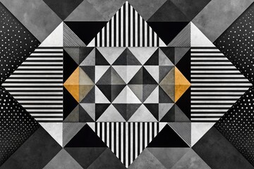 Poster - Abstract Black and White Geometric Modern Design, Rule of Thirds Composition Stock Photo