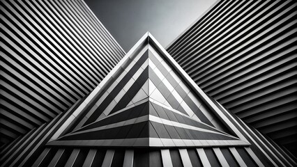 Poster - Abstract Black and White Triangle Geometric Pattern Background with Copy Space - Modern Minimalist Design